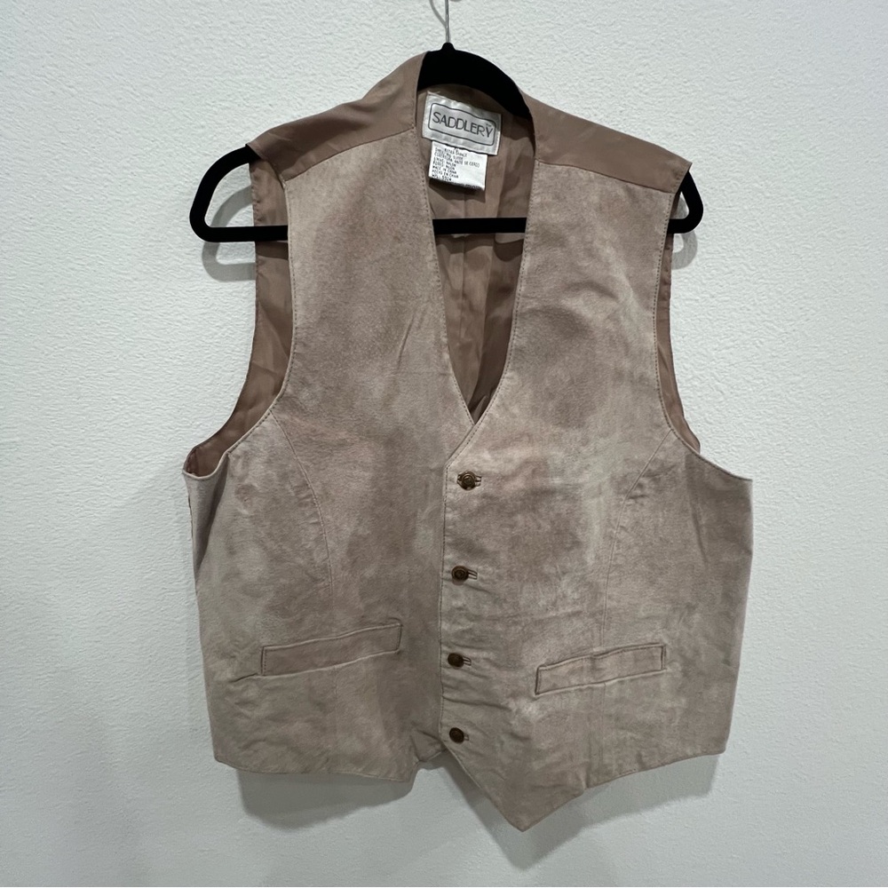 Vintage Men’s Vest Saddlery Pig Leather Shell Size XL  Cowboy Elegant Country